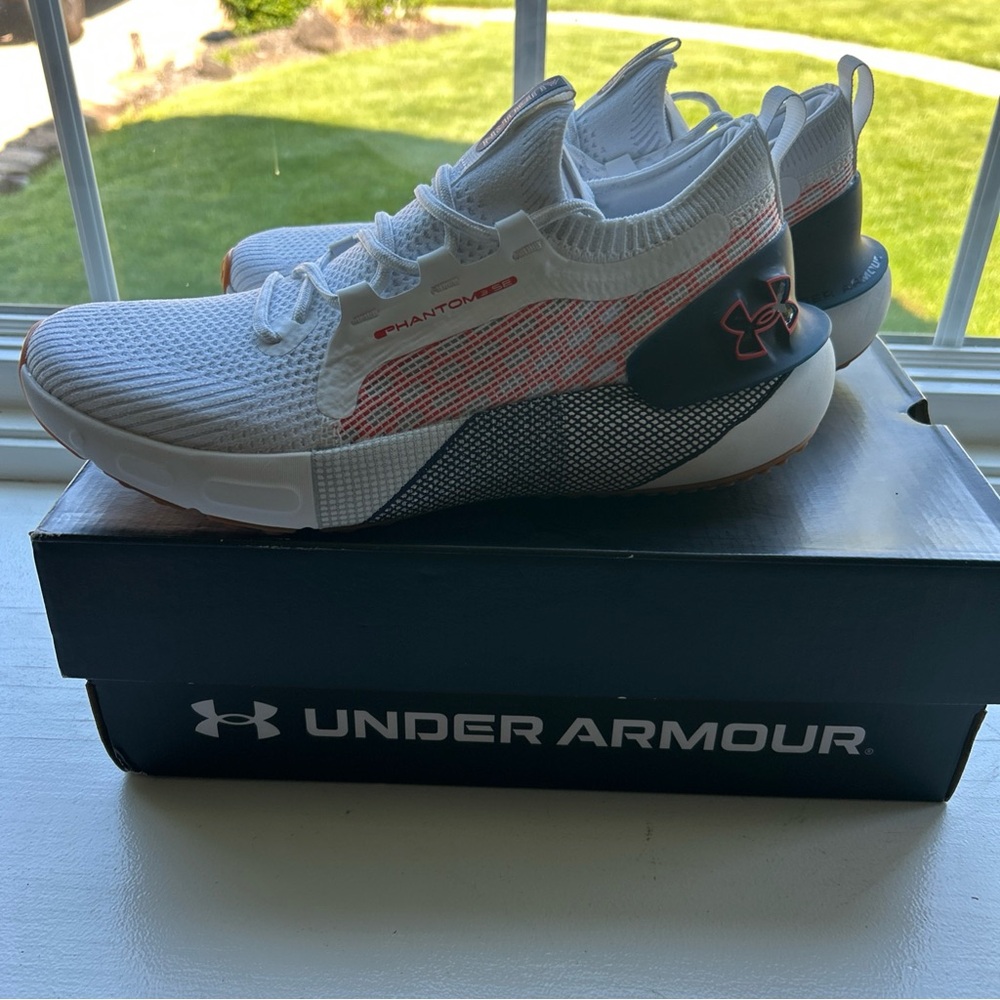 Under Armour Kids' Phantom RN Running Shoes - White with Coral Accents